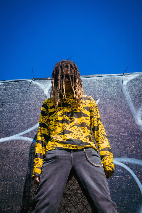 Caution Mesh long sleeve tee